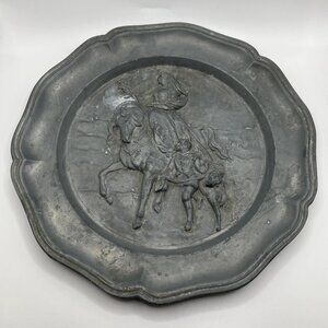 Antique Dutch Pewter Decor Plate 9" Angel Mark